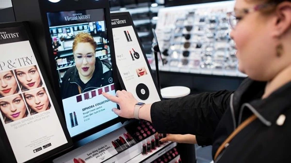 Sephora’s touchscreen interactive AR mirrors for trying makeup