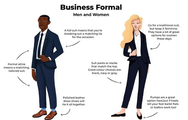 Business formal for men and women