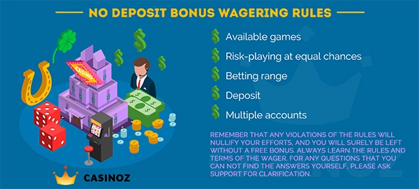 Wagering rules for no deposit bonus codes