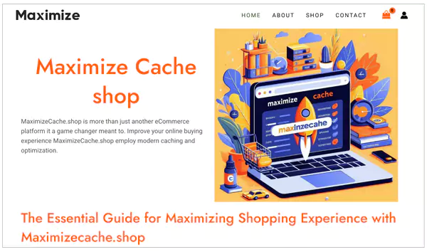Maximize Cache Shop homepage 