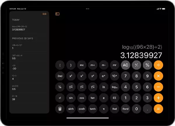 iPadOS Calculator App