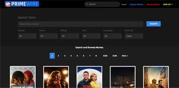 Primewire Movies Interface