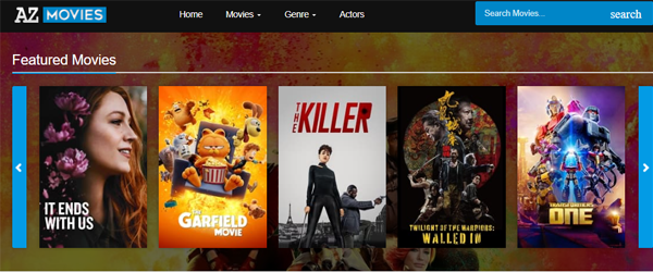 AZ movies home page