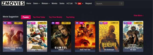 Zmovies home page