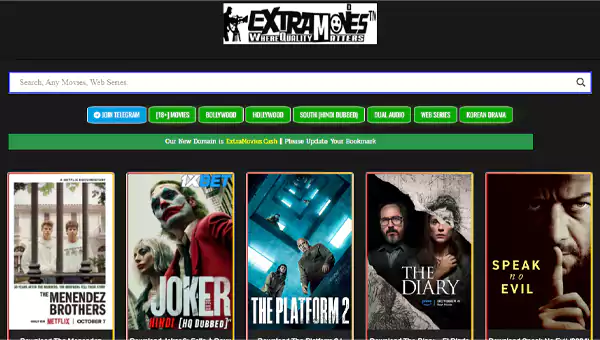 Extra Movies homepage