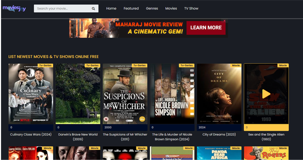 Homepage of MoviesJoy