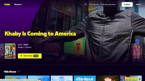 Tubi TV homepage