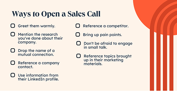 Ways to open a sales call