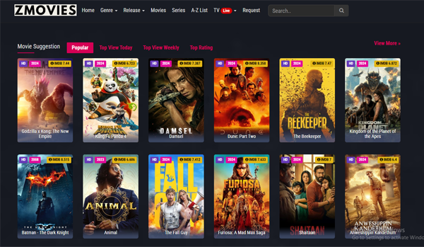 homepage of ZMovies