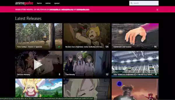 AnimePahes Homepage