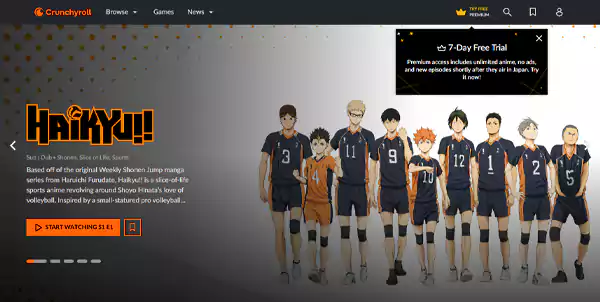 Crunchyrolls Homepage