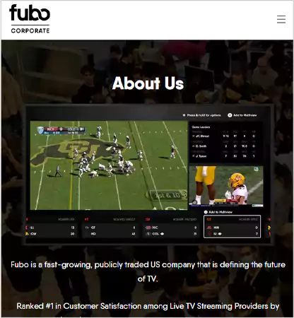 Fubo TVs Homepage