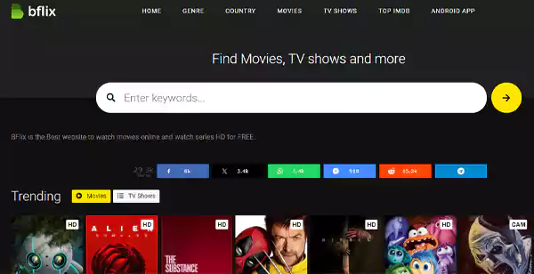 Home page of BFlix