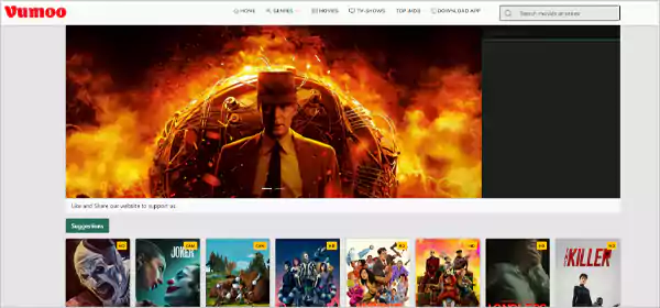 Home page of Vumoo Movies