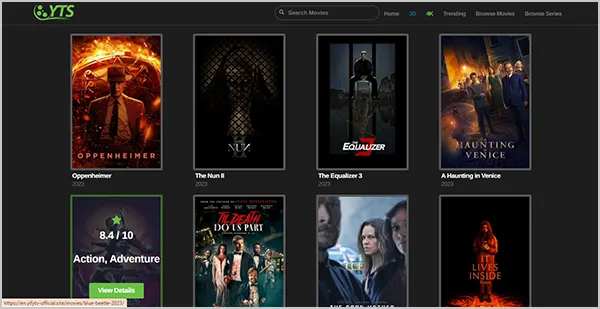 YIFY TV site