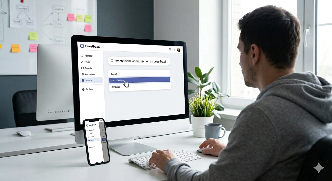 where is the about section on questbe.at